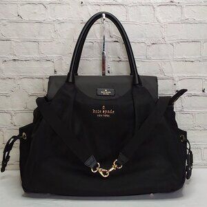 'KATE SPADE' NYLON & LEATHER DIAPER BAG